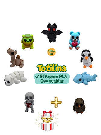 10'lu set (yarasa ayı penguen köpek balığı baykuş iskelet ayı…)