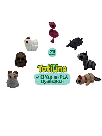 7'li set (flamingo kedi eşek su samuru koç baykuş tavuk…)