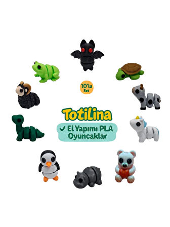 10'lu set (yarasa kaplumbağa inek unicorn ayı hipopotam penguen…)