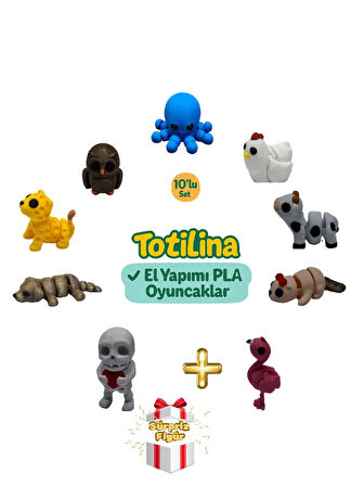10'lu set (ahtapot tavuk inek su samuru flamingo iskelet köpek…)