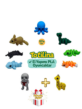 10'lu set (ahtapot dinozor timsah tilki zürafa iskelet…)