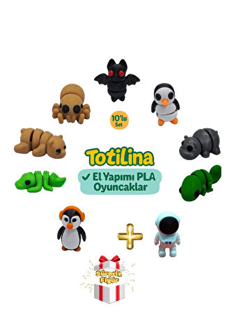 10'lu set (yarasa penguen hipopotam bukalemun astronot penguen…)