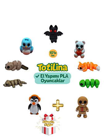 10'lu set (yarasa ayı tilki tırtıl kurabiye adam penguen köpek…)