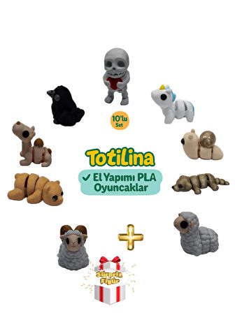 10'lu set (iskelet unicorn salyangoz köpek koyun koç ayı deve…)