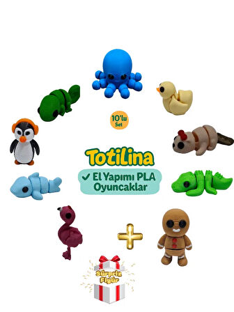 10'lu set (ahtapot ördek su samuru timsah kurabiye adam flamingo…)