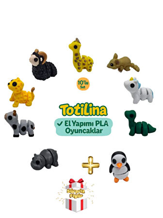 10'lu set (zürafa fare unicorn dinozor penguen hipopotam inek…)