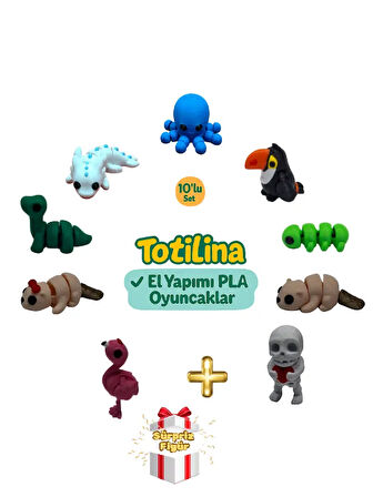 10'lu set (ahtapot tukan kuşu tırtıl su samuru iskelet flamingo…)
