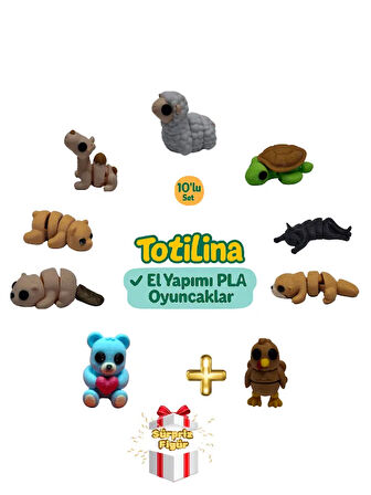 10'lu set (koyun kaplumbağa kedi su samuru hindi ayı deve…)