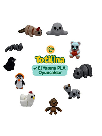 10'lu set (fok ayı hipopotam inek goril tavuk penguen karga kedi…)