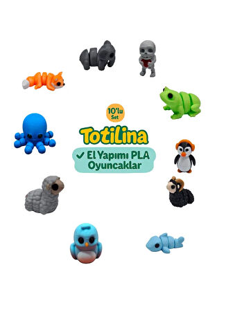 10'lu set (iskelet kurbağa penguen koç köpek balığı kuş koyun...