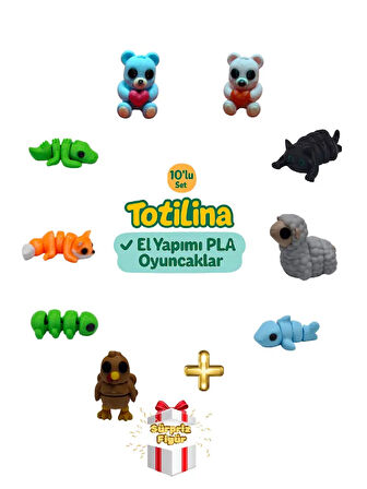 10'lu set (ayı kedi koyun köpek balığı hindi tırtıl tilki timsah…)
