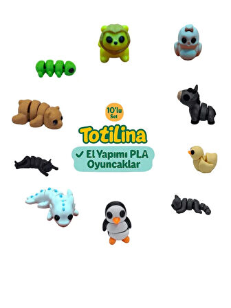 10'lu set (aslan kuş eşek ördek kedi penguen aksolotl kedi ayı…)
