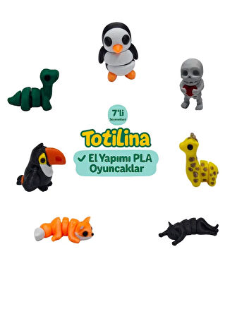 7'li set (penguen iskelet zürafa kedi tilki tukan kuşu dinozor…)