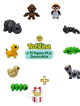 10'lu set (penguen kedi timsah inek tırtıl ördek puma hipopotam…)