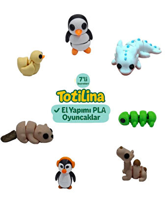 7'li set (penguen aksolotl tırtıl deve penguen su samuru ördek…)
