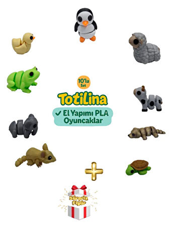 10'lu set (penguen koyun inek köpek kaplumbağa fare fil kurbağa…)