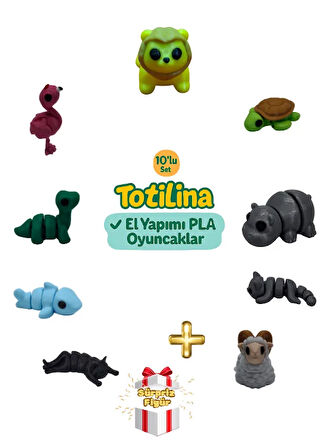 10'lu set (aslan kaplumbağa hipopotam kedi koç köpek balığı…)