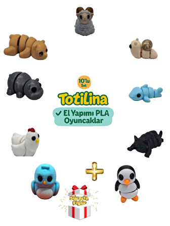 10'lu set (koç salyangoz köpek balığı kedi penguen kuş tavuk…)