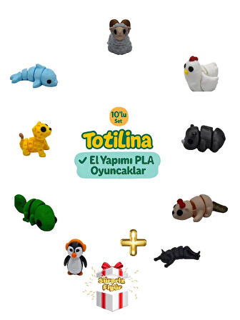 10'lu set (koç tavuk gergedan su samuru kedi penguen bukalemun…)