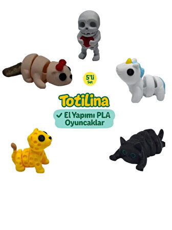 5'li set (iskelet unicorn kedi puma su samuru…)