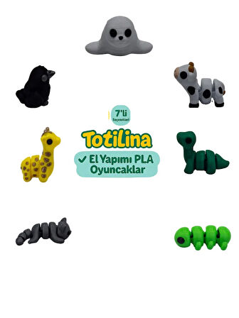 7'li set (fok inek dinozor tırtıl kedi zürafa karga…)