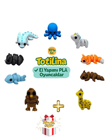 10'lu set (ahtapot unicorn tilki ejderha zürafa hindi köpek balığı…)