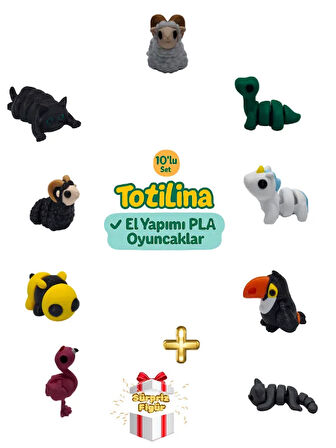 10'lu set (koç dinozor unicorn tukan kuşu kedi flamingo arı koç…)