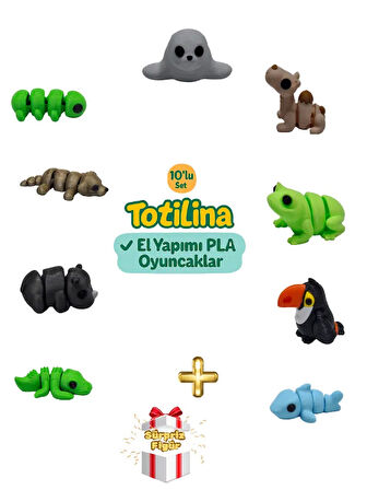 10'lu set (fok deve kurbağa tukan kuşu köpek balığı timsah…)
