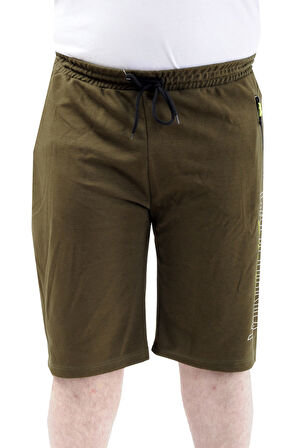 Mode XL Büyük Beden Erkek Kapri Şort Baskılı CALIFORNIA 24503 Haki