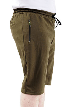 Mode XL Büyük Beden Erkek Kapri Şort Baskılı CALIFORNIA 24503 Haki