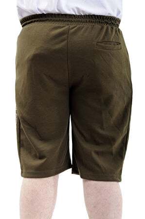 Mode XL Büyük Beden Erkek Kapri Şort Baskılı CALIFORNIA 24503 Haki