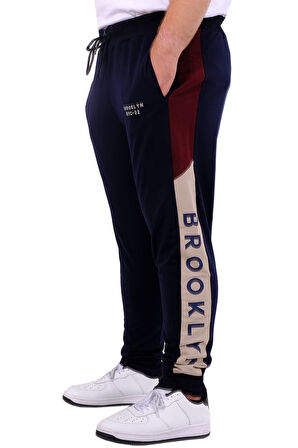 Mode XL Büyük Beden Erkek Eşofman Altı İnterlok Garnili BROOKLYN 24517 Lacivert