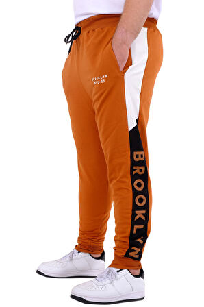 Mode XL Büyük Beden Erkek Eşofman Altı İnterlok Garnili BROOKLYN 24517 Tarçın
