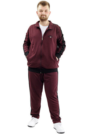 Mode XL Erkek Büyük Beden Eşofman Altı Cepli İnterlok GARNILI 24518 Mürdüm