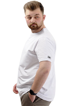 Mode XL Büyük Beden Erkek T-Shirt Basic Likralı Bisiklet Yaka Tişört THIS IS ME U24076 Beyaz