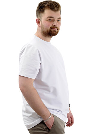 Mode XL Büyük Beden Erkek T-Shirt Basic Likralı Bisiklet Yaka Tişört THIS IS ME U24076 Beyaz