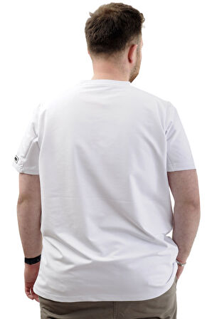 Mode XL Büyük Beden Erkek T-Shirt Basic Likralı Bisiklet Yaka Tişört THIS IS ME U24076 Beyaz