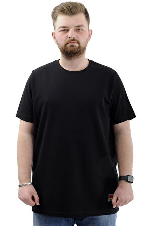 Mode XL Büyük Beden Erkek T-Shirt İnterlok Basic Bisiklet Yaka Tişört STRIVE U24078 Siyah