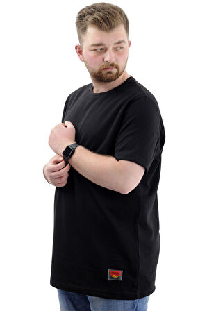 Mode XL Büyük Beden Erkek T-Shirt İnterlok Basic Bisiklet Yaka Tişört STRIVE U24078 Siyah