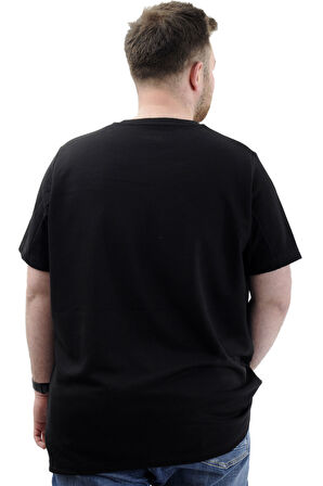 Mode XL Büyük Beden Erkek T-Shirt İnterlok Basic Bisiklet Yaka Tişört STRIVE U24078 Siyah
