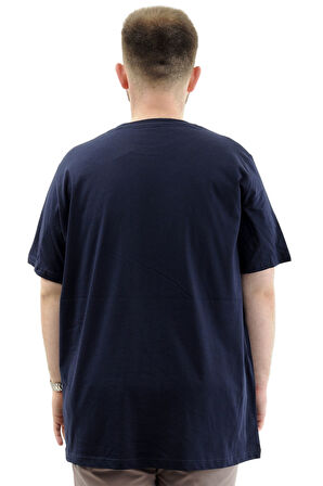 Mode XL Büyük Beden Erkek Tişört Baskılı Bisiklet Yaka Pamuklu CHANGE U24084 Lacivert