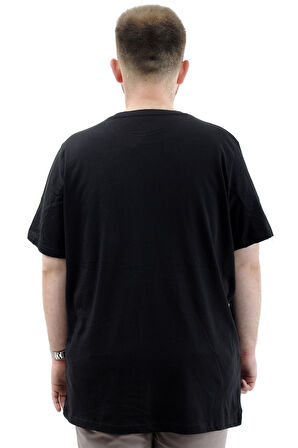 Mode XL Büyük Beden Erkek Tişört Baskılı Bisiklet Yaka Pamuklu CHANGE U24084 Siyah