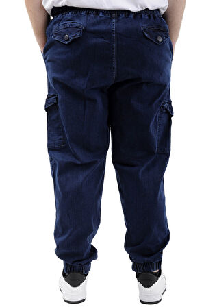 Mode XL Büyük Beden Erkek Kot Jogger Kargo Cepli TORONTO 23917 Lacivert