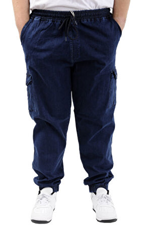Mode XL Büyük Beden Erkek Kot Jogger Kargo Cepli TORONTO 23917 Lacivert