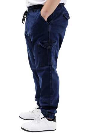 Mode XL Büyük Beden Erkek Kot Jogger Kargo Cepli TORONTO 23917 Lacivert