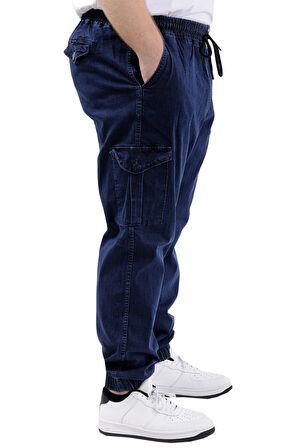 Mode XL Büyük Beden Erkek Kot Jogger Kargo Cepli TORONTO 23917 Lacivert