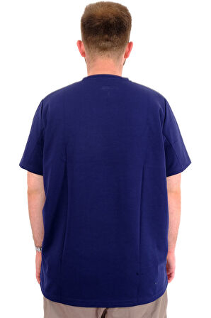 Mode XL Büyük Beden Erkek T-Shirt Bisiklet Yaka INTERLOK 23162 İndigo