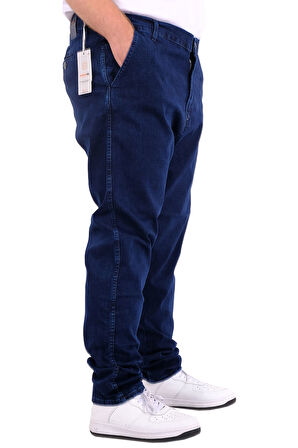 Mode XL Büyük Beden Erkek Kot Pantolon Yan Cep CHINO 18880 Mavi