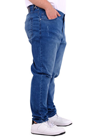 Mode XL Büyük Beden Erkek Pantolon Klasik Kot 21920 Açık Mavi