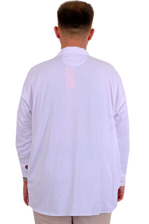 Mode XL Büyük Beden Erkek Gömlek Apas Yaka Uzun Kol JAKAR U24381 Beyaz